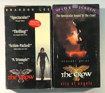 The Crow Brandon Lee & Crow Sequel City of Angels Vincent Perez VHS Lot of 2 VG! Foto 1 de 4
