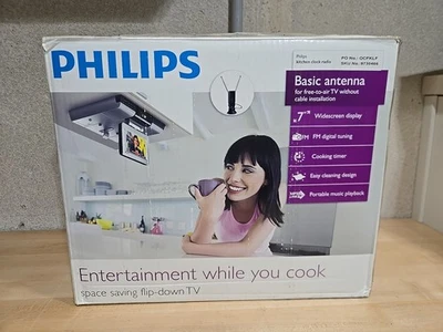 Vintage Phillps Kitchen Under The Counter Clock/Radio/TV/Remote AJL750 Silver - Image 1 of 4