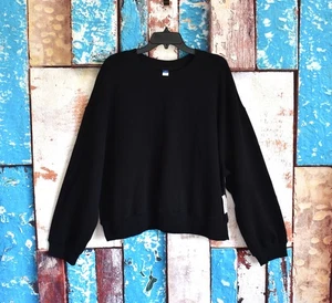 Women's Old Navy Crew-Neck Sweatshirt Long Sleeve Crew Neck XXLARGE Black NEW - Picture 1 of 11