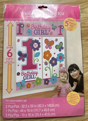 Kit Decoración Pared Fiesta 1er Cumpleaños Rosa  Foto 1 de 2