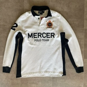 Polo Ralph Lauren Men M Mercer Polo Team White Black Rugby Long Sleeve Sweater - Picture 1 of 3