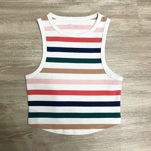 Aerie geripptes bauchfreies Tanktop mit geschwungenem Saum Racerback gestreift Pflegeausschnitt Damen Gr. M - Bild 1 von 7