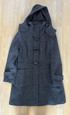 Damen Mantel Gr. M Mit Kapuze Grau Stoffmantel Übergangsmantel - Bild 1 von 4