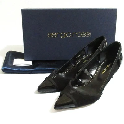 Sergio Rossi 漆皮绒面革高跟鞋,尺寸 36,黑色 女式 二手 — 第 1/4 张图片