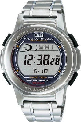 Japón NUEVO Reloj Citizen Q&Q MHS5-200 Para Hombre Plateado Digital Radio Solar 10BAR Foto 1 de 4