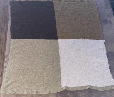 Винтажное вязаное одеяло POTTERY BARN из цветных блоков 51,5 дюйма x 50 дюймов - Изображение 1 из 4