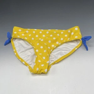 Lands End Size 14 Girls Bikini Swim Bottom Yellow w/ White Polka Dot Blue Bows - Picture 1 of 7