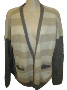 Victoria's Secret 100% Cashmere Gray Beige V-neck Oversized Cardigan Pockets S - Picture 1 of 4