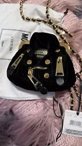 Moschino Mini Biker Bag – Limited Edition Couture, Black Velvet Crossbody - Picture 1 of 14