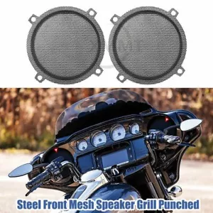 Black Mesh Speaker Grills Cover For Harley Electra Glide Ultra Classic FLHTCU - Picture 1 of 12