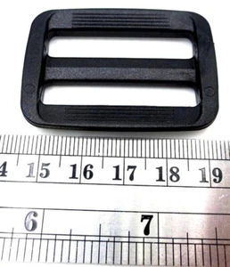 Fits 1.5", 38mm Wide Strap Webbing, Slide 3-Bar Adjuster Durable! Black Plastic - Picture 1 of 12