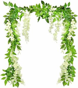 2Pcs 2M Artificial Wisteria Flower Vine Garland Wedding Arch Decor Fake Plants $