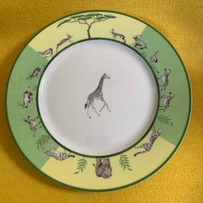 Hermes Paris África Plato de Cena Redondo Verde Vajilla de Porcelana 27 cm Raro Foto 1 de 4