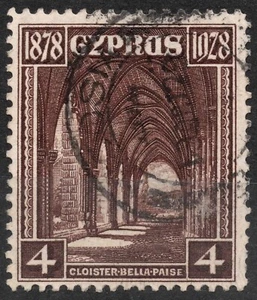 SG127 Sn:#118 4 piastre 1928 CYPRUS Archway, Bellapaix Monastery, Kyrenia , used - Picture 1 of 2