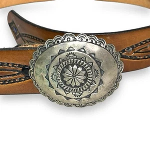 Native American Buckle Lucky Earth Walker de Taos 1990 Custom w/ Leather Belt - Picture 1 of 11