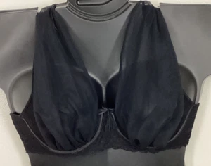 38C Lane Bryant Cacique Seriously Sexy Draped Quarter Cup Peekaboo Bra BLACK - Picture 1 of 12