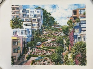 San Francisco Lombard Street Watercolor Print by H. Thibnit Clover Editions - Picture 1 of 2