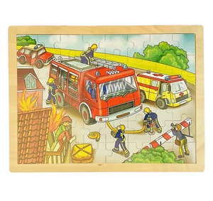 Wooden Jigsaw Puzzle for Toddlers & Kids Ages 3-5 (48 pcs) Fireman Truck Engine - Picture 1 of 8