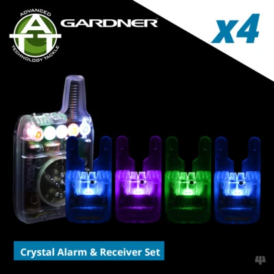 Gardner ATTs iW Crystal Underlit Bite Alarms & V2 ATTx Receiver Set of 4 - Carp - Image 1 of 4