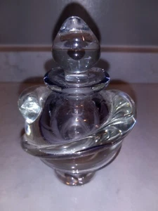 Vintage lila gefasst klar Kunst Glas Parfüm Flasche Dauber Spirale Akzent signiert - Bild 1 von 4
