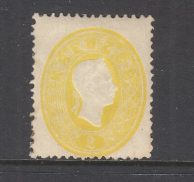 Austria Sc 12, Mi 18 MLH. 1860-1861 2kr yellow Franz Josef, almost VF, Cert. - Image 1 of 3