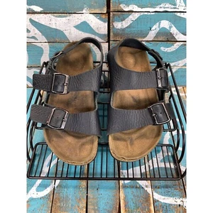 Birkenstock Milano Brown Leather Sandals Size M5/W7 (Textured Leather) - Picture 1 of 11
