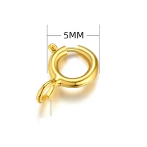 Gancho de resorte redondo AU750 de oro amarillo puro real de 18 quilates hágalo usted mismo para collar de 5 mm - Imagen 1 de 5