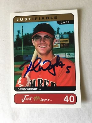 David Wright 2002 Just Minors Rookie HAND SIGNED ON CARD w/COA GEM MINT RARE - Image 1 of 4