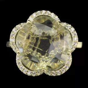 925 Anello Argento Sterling Ametista 13mm Naturale Gemma Gioielli Misura 6 - Foto 1 di 10
