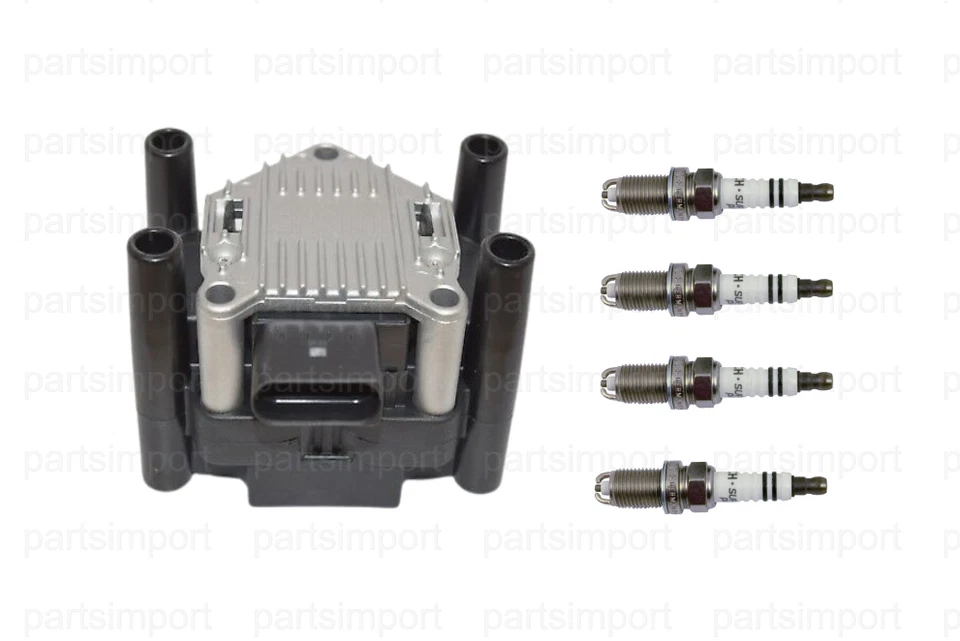 Set of Ignition Coil w/ 4xSpark Plugs for Volkswagen Beetle Golf Jetta - Image 1 of 1