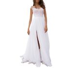 Sophisticated White Lace V Neck Sleeveless Evening Formal Ball Gown Dress