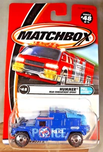 2001 Matchbox #48 Pull Over! - Police HUMMER Blue w/Chrome 4Dot Spoke Wheels - Picture 1 of 6