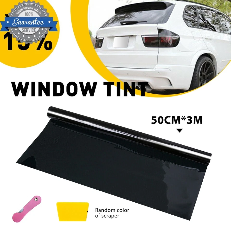 Ventana enrollable sin cortar %15 tinte claro negro película 20" pulgadas x 10' pies coche hogar oficina Foto 1 de 4