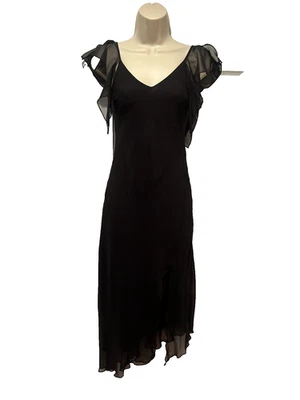 Vestido negro para mujer H&M de gasa con mangas acampanadas de hadas talla 34/4/XS Foto 1 de 4