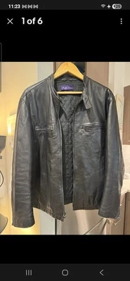 CHAQUETA RALPH LAUREN Etiqueta Púrpura Cuero Negro Excelente Talla 50 Foto 1 de 4