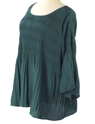 NUEVO Top Jessica London Verde Talla Grande 28W Fruncido Plisado Mangas Campana en Niveles Foto 1 de 4