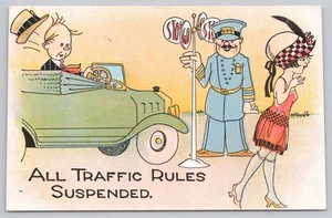 Comic Postcard Walter Wellman (Unsigned) Traffic: All Traffic Rules Suspended - Picture 1 of 2