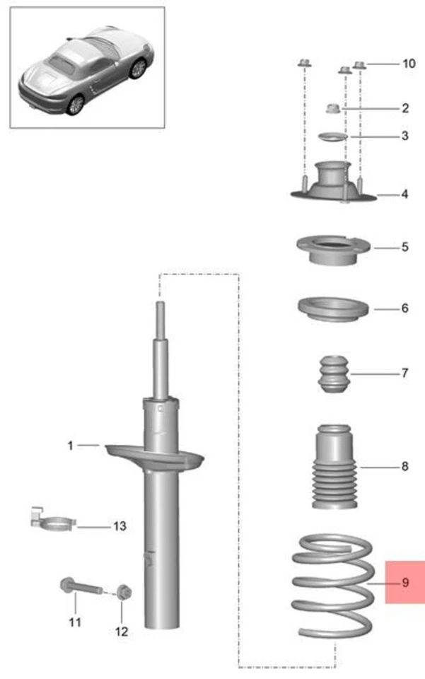Genuine PORSCHE 718 Boxster Cayman 982 Coil Spring 982511115J504 - Image 1 of 1