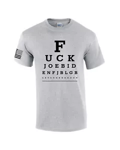 Funny Joe Biden Eye Chart American Flag Sleeve Mens Short Sleeve T-shirt - Picture 1 of 11