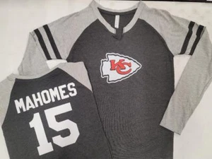 "CAMISA DE FÚTBOL NEGRA ""Cuello escocesa"" 40201 para mujer Kansas City Chiefs KELCE MAHOMES - Imagen 1 de 4