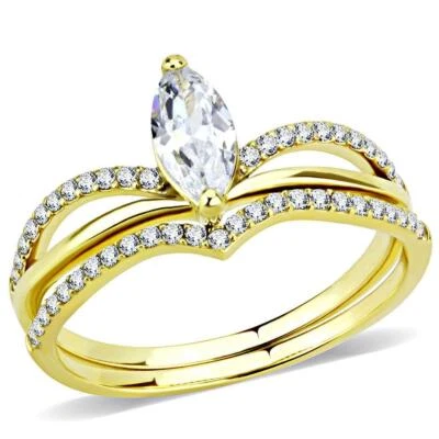 14k Yellow Gold IP Plated Marquise Ring Set - Image 1 of 4