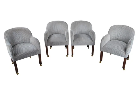 4 Designmaster Globe Cherry Dining Laurel Tub Chairs Barrel Back Game Rolling Cover