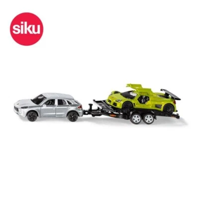 PORSCHE MACAN TURBO WITH TRAILER & CAR - 1:55 SCALE SIKU SUPER - Image 1 of 4