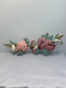 Burwood Set of 2 Vintage Hummingbirds Wall Hangings Decor Faux Wood - Picture 1 of 13