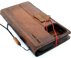 Funda de Cuero Genuino Fo Apple iPhone 13 Pro Max Billetera Hecha a Mano Lujo Arte - Imagen 1 de 7
