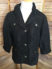 Chicos Black Button Front Jacket Size 1 Crinkle Texture Mock Neck Zip Pockets