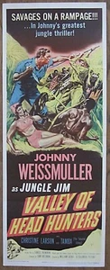 ORIG~JUNGLE JIM~VALLEY HEAD HUNTERS~JOHNNY WEISSMULLER~14X36 MOVIE POSTER INSERT - Picture 1 of 4