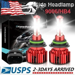 4-Sides 9006 LED Headlight Kit 6000K 360000LM Low Beam Fog Bulb - Picture 1 of 11