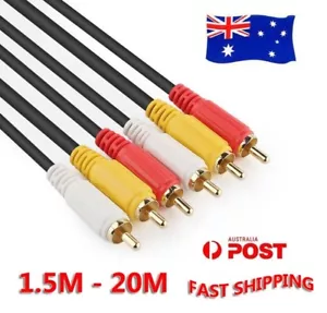 AV Audio Video Composite Cable 3RCA 3 RCA M/M Cord Male Yellow Red White TV DVD - Picture 1 of 1