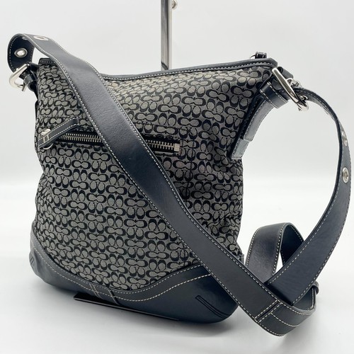 Borsa a tracolla Coach tracolla nera firmata tela pelle 10944 autentica